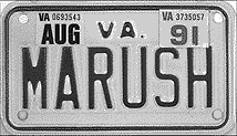 'MARUSH' License Plate