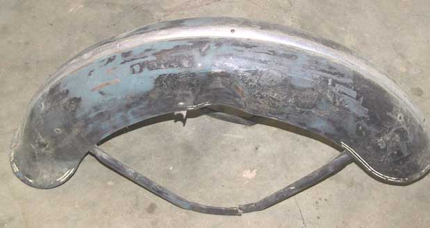 Victoria Bergmeister Front fender, some black paint removed showing original color, one cracked stay.